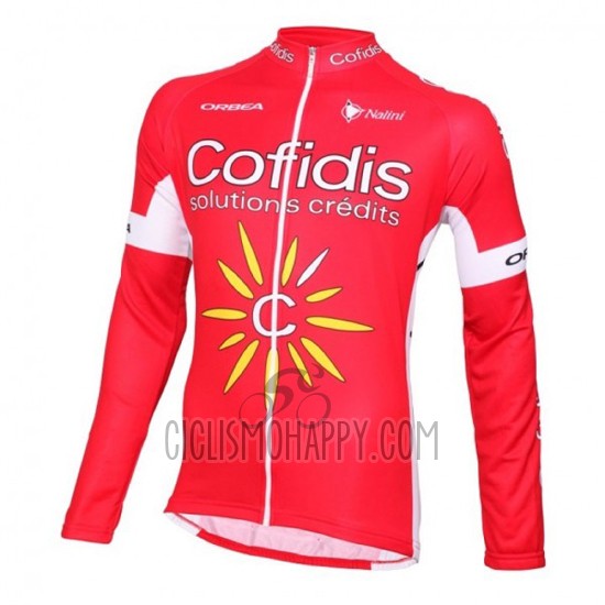 Cofidis Cycling Jersey Bib Tight 2016 Long Sleeve White and Red